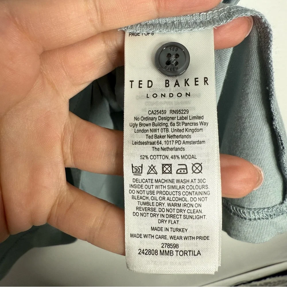 Ted Baker Men's Tortilla Tipped Polo‎ Pale Blue XXL Short Sleeves Preppy Casual
